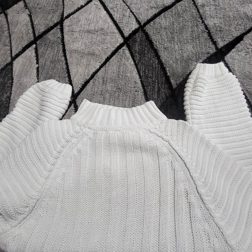 Free People White Ribbed Turtleneck Sweater XL